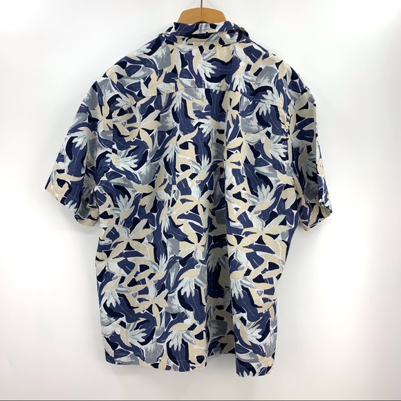 Dockers NWT Floral Patterned Short Sleeve Button Front Cotten & Linen Shirt, XL - Picture 7 of 14